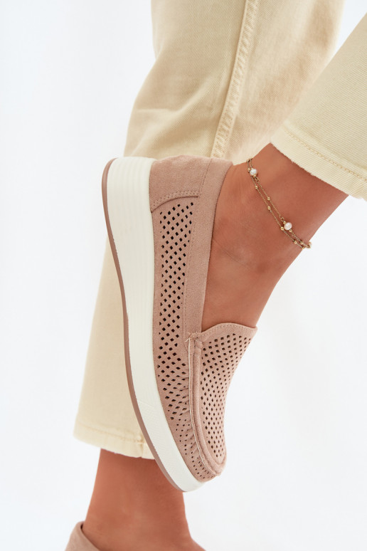 Sieviešu mokasīni ar caurumiem Sergio Leone MK097H smilšu krāsā