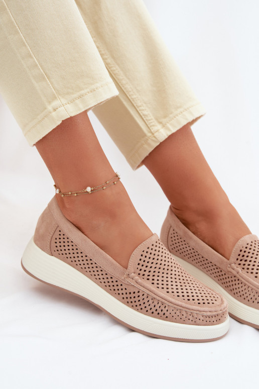 Sieviešu mokasīni ar caurumiem Sergio Leone MK097H smilšu krāsā