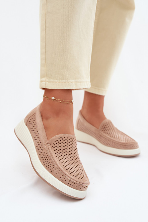 Sieviešu mokasīni ar caurumiem Sergio Leone MK097H smilšu krāsā