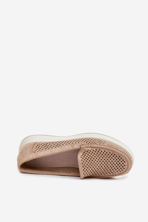 Sieviešu mokasīni ar caurumiem Sergio Leone MK097H zelta krāsā