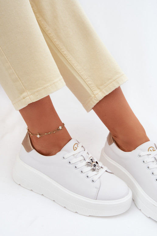 Āda Sneakers modeļa apavi Sieviešu ar platformuPrzypinką Vinceza 39973 baltas krāsas