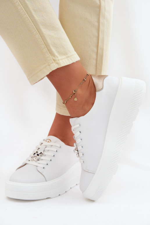 Āda Sneakers modeļa apavi Sieviešu ar platformuPrzypinką Vinceza 39973 baltas krāsas