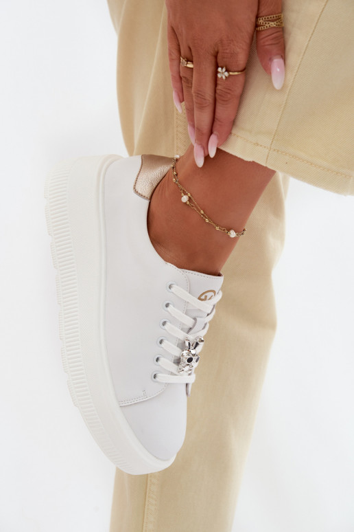 Āda Sneakers modeļa apavi Sieviešu ar platformuPrzypinką Vinceza 39973 baltas krāsas