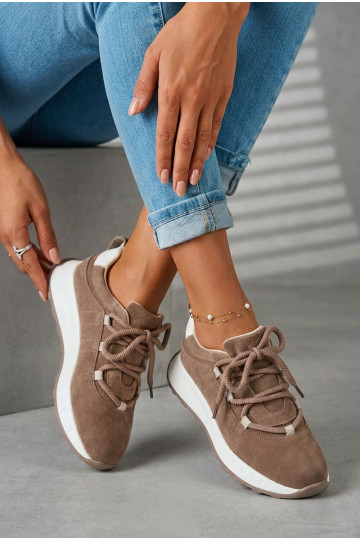 Sieviešu zamšā sneakers apavi Bemela brūnā krāsā 2