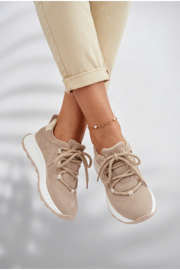 Sieviešu zamšā sneakers apavi Bemela smilšu krāsā