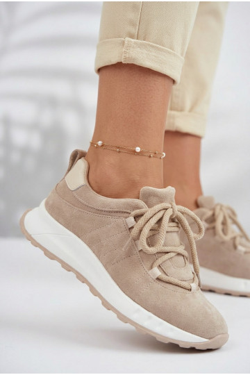 Sieviešu zamšā sneakers apavi Bemela smilšu krāsā 2