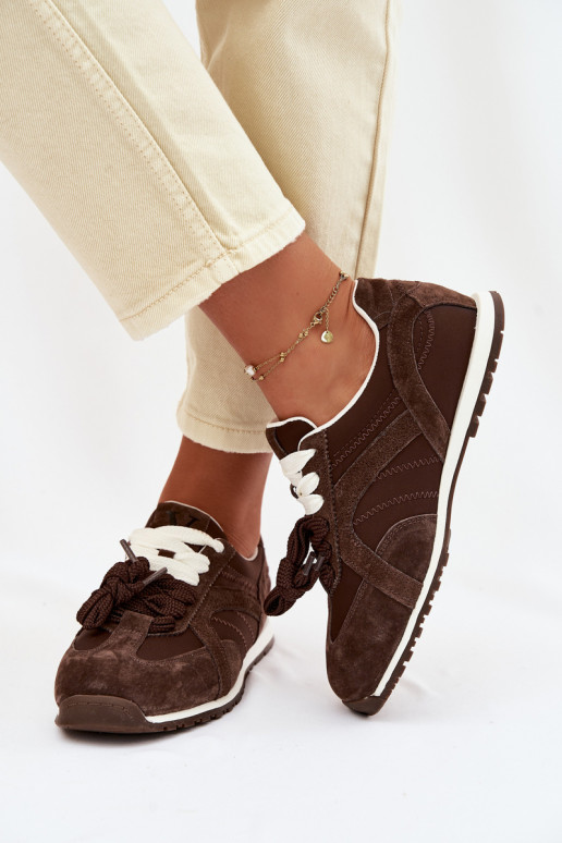 zamšādas Sneakers modeļa apavi Sieviešu Vinceza 86427 CzekoladoIne