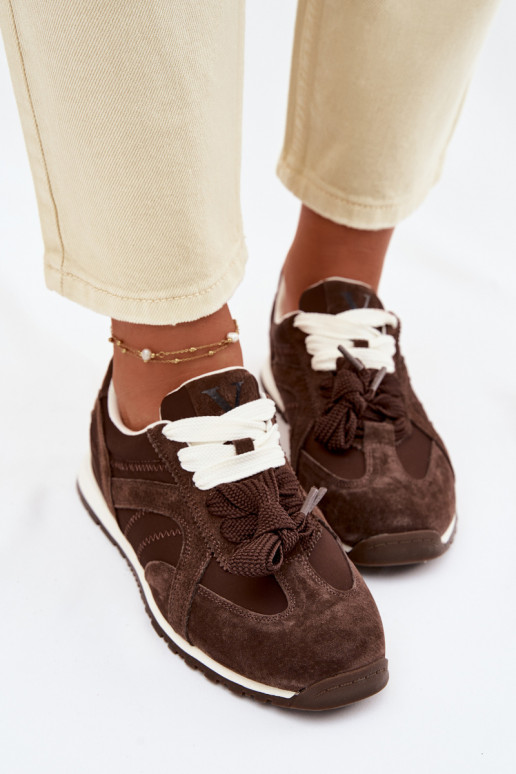 zamšādas Sneakers modeļa apavi Sieviešu Vinceza 86427 CzekoladoIne