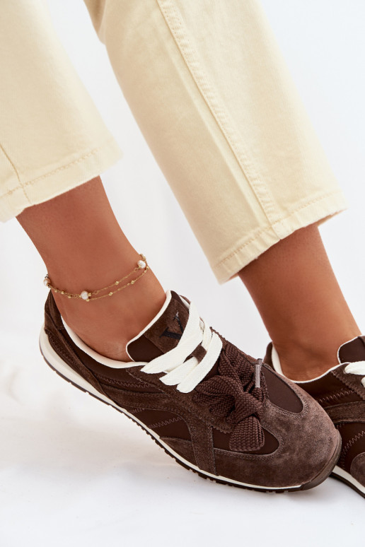 zamšādas Sneakers modeļa apavi Sieviešu Vinceza 86427 CzekoladoIne