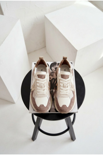 zamšādas Sneakers modeļa apavi Sieviešu Kobbo 66954 smilšu krāsas