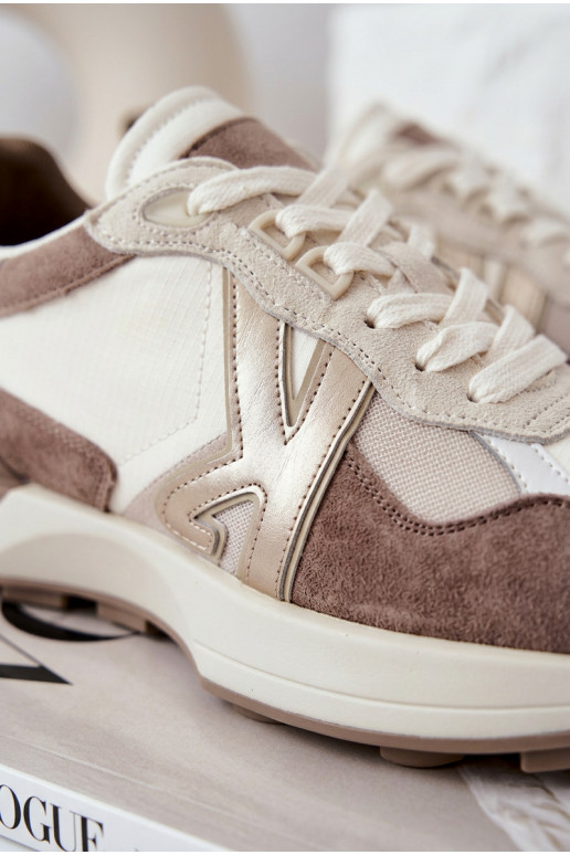 zamšādas Sneakers modeļa apavi Sieviešu Kobbo 66954 smilšu krāsas