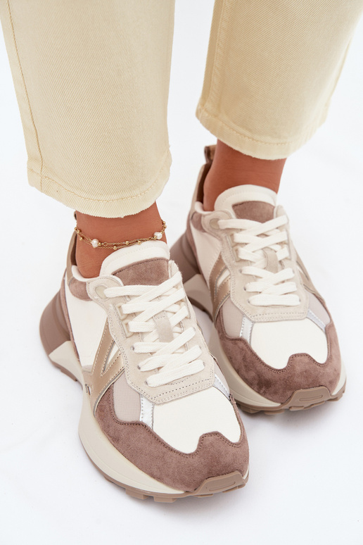 zamšādas Sneakers modeļa apavi Sieviešu Kobbo 66954 smilšu krāsas