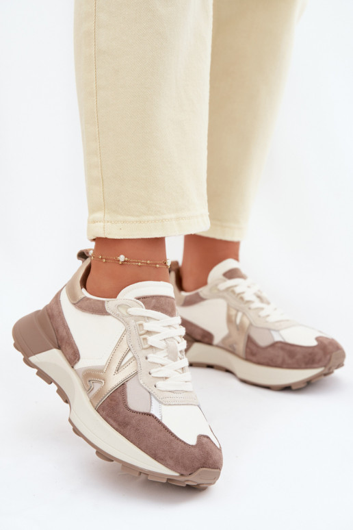 zamšādas Sneakers modeļa apavi Sieviešu Kobbo 66954 smilšu krāsas