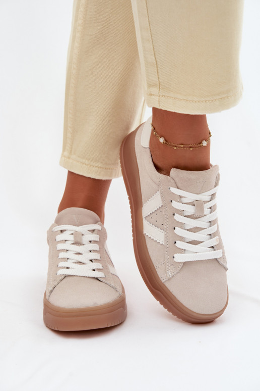 Vinceza 79597 sieviešu sporta stila apavi no dabīgās zamšas ar platformu smilšu krāsā
