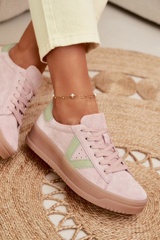 Vinceza 79597 sieviešu sporta stila apavi no dabīgās zamšas ar platformu rozā krāsā