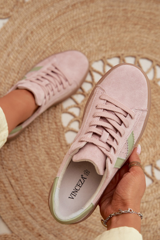 Vinceza 79597 sieviešu sporta stila apavi no dabīgās zamšas ar platformu rozā krāsā