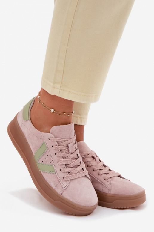 Vinceza 79597 sieviešu sporta stila apavi no dabīgās zamšas ar platformu rozā krāsā