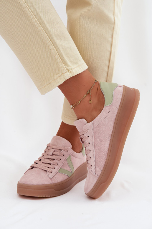 Vinceza 79597 sieviešu sporta stila apavi no dabīgās zamšas ar platformu rozā krāsā