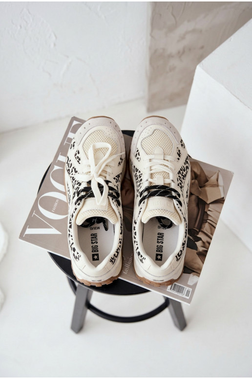 Āda zamšādas Sneakers modeļa apavi Sieviešu Big Star TT274548 baltas krāsas