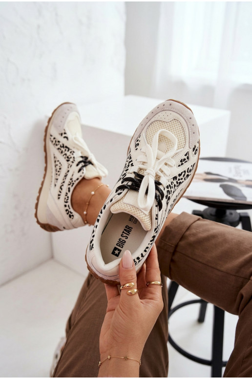 Āda zamšādas Sneakers modeļa apavi Sieviešu Big Star TT274548 baltas krāsas