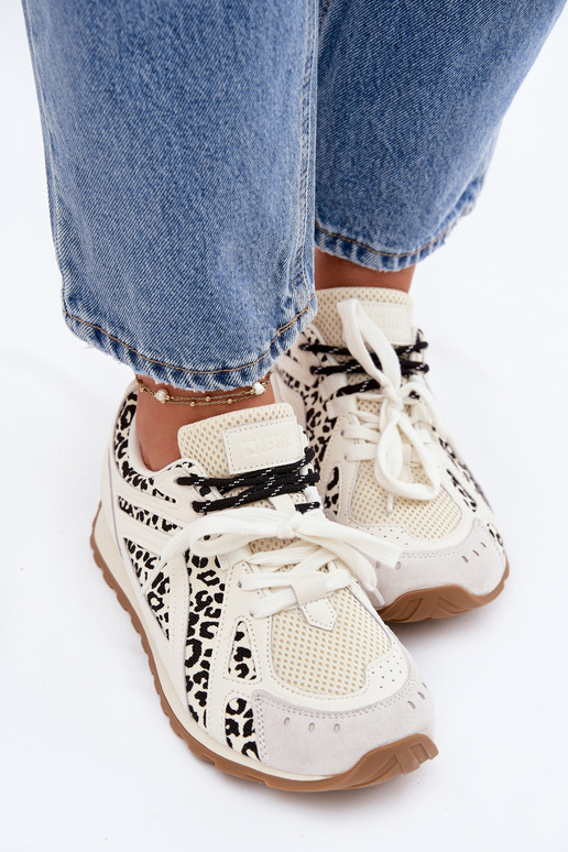 Āda zamšādas Sneakers modeļa apavi Sieviešu Big Star TT274548 baltas krāsas