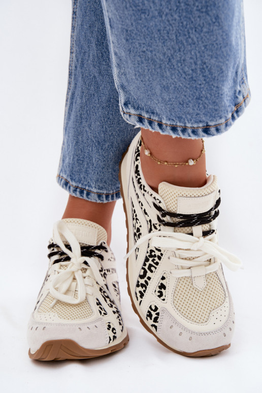 Āda zamšādas Sneakers modeļa apavi Sieviešu Big Star TT274548 baltas krāsas