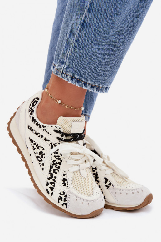 Āda zamšādas Sneakers modeļa apavi Sieviešu Big Star TT274548 baltas krāsas