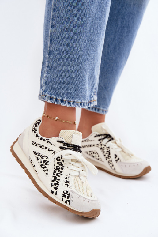 Āda zamšādas Sneakers modeļa apavi Sieviešu Big Star TT274548 baltas krāsas