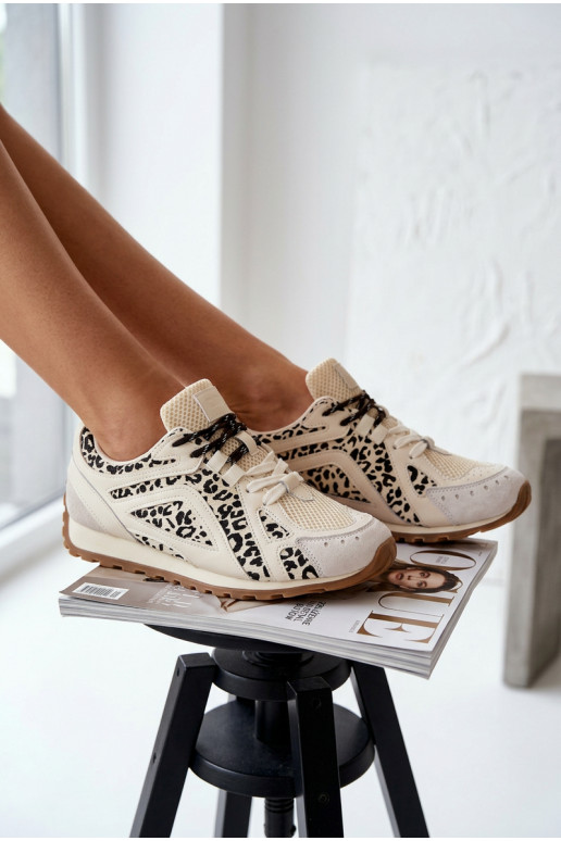 Āda zamšādas Sneakers modeļa apavi Sieviešu Big Star TT274549 smilšu krāsas