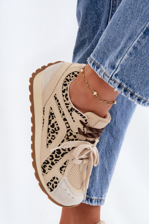 Āda zamšādas Sneakers modeļa apavi Sieviešu Big Star TT274549 smilšu krāsas