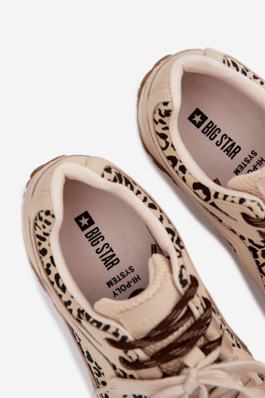 Āda zamšādas Sneakers modeļa apavi Sieviešu Big Star TT274549 smilšu krāsas