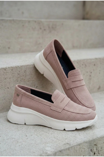 Vinceza 79626 sieviešu mokasīni no dabīgās zamšas ar platformu smilšu krāsā