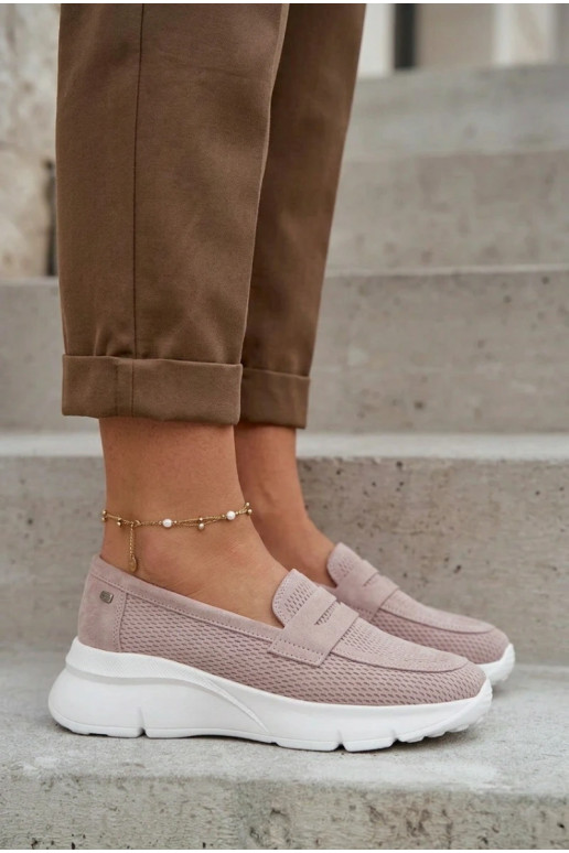 Vinceza 79626 sieviešu mokasīni no dabīgās zamšas ar platformu smilšu krāsā