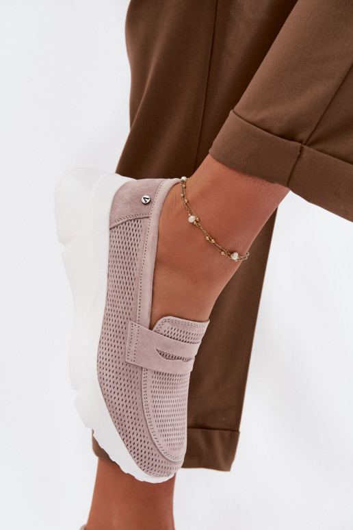 Vinceza 79626 sieviešu mokasīni no dabīgās zamšas ar platformu smilšu krāsā