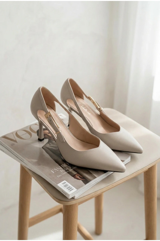 augstpapēžu kurpes Ar izgriezumiem I Złotą ar sprādzēm Vinceza 62288 Pelēkas krāsas