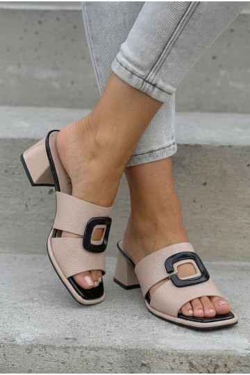 sieviešu čības Cut Out I ar sprādzēm ar papēdi Vinceza 62284 smilšu krāsas