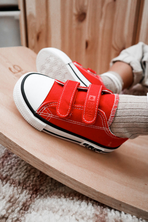 Bērnu apavi Auduma brīvā laika apavi ar lipīgām aizdarēm BIG STAR KK374082 sarkanas krāsas