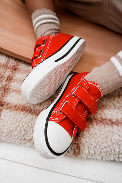 Bērnu apavi Auduma brīvā laika apavi ar lipīgām aizdarēm BIG STAR KK374082 sarkanas krāsas