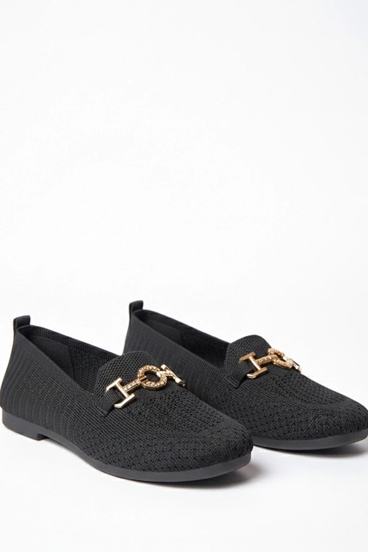 Melni auduma mokasīni ar zelta...