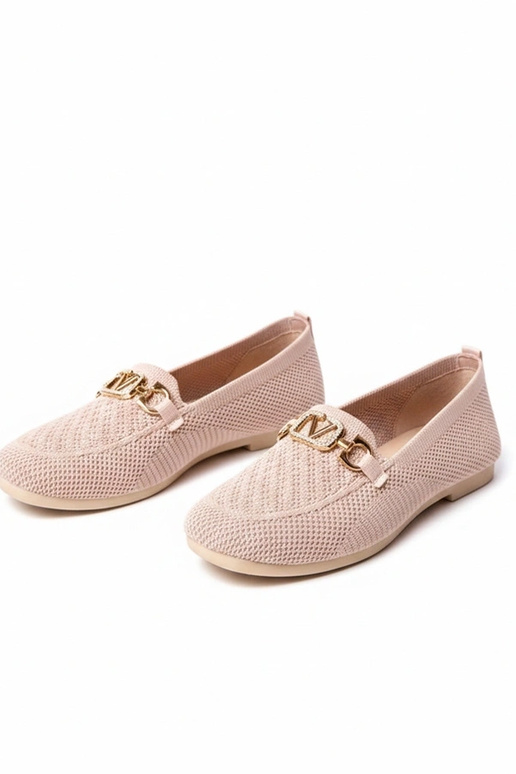 Rozā auduma mokasīni ar zelta...