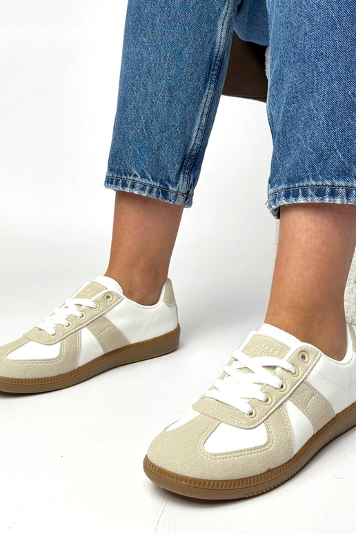 Balti-smilšu krāsas sporta apavi ar...