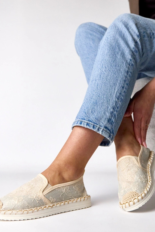 Smilšu krāsas espadrilles ar...