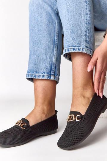 Melnā tekstila mokasīni ar... 2