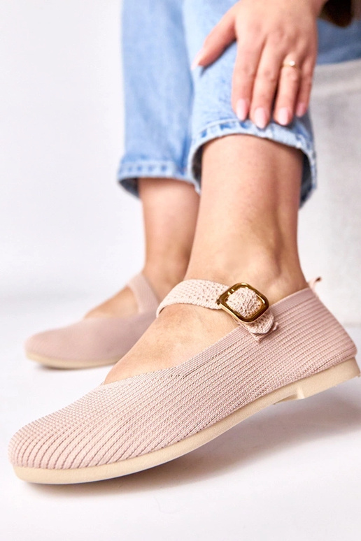 Rožainie tekstila ballerīni ar...