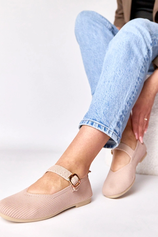 Rožainie tekstila ballerīni ar...