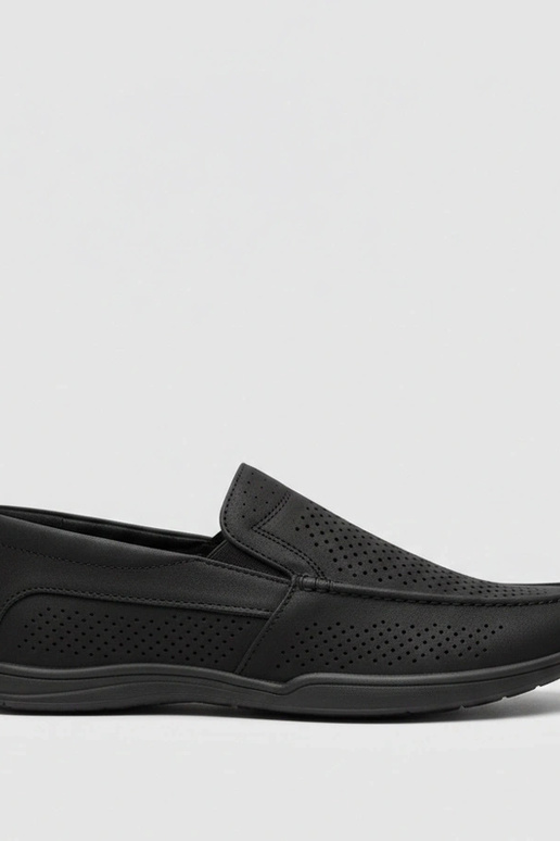 Melnā perforētie vīriešu mokasīni Finn