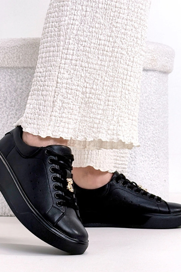 Melni ādas sporta apavi ar...