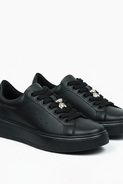 Melni ādas sporta apavi ar platformu...