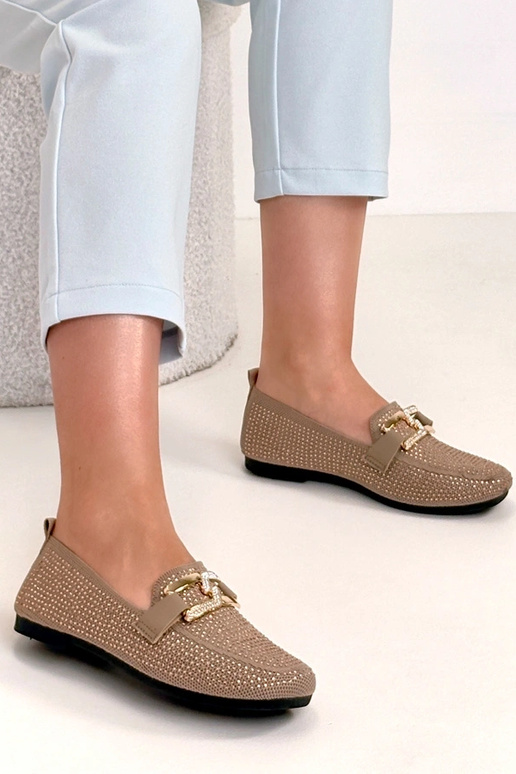 Brūni mokasīni, rotāti ar cirkoniem...