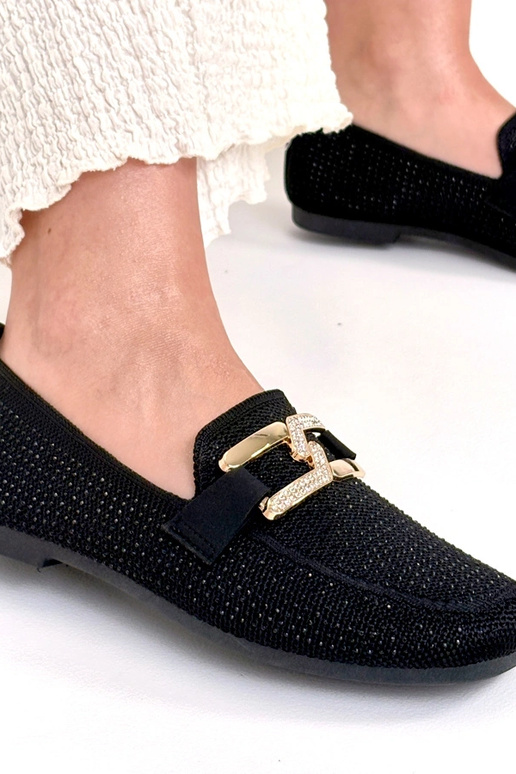 Melni mokasīni, rotāti ar cirkoniem...